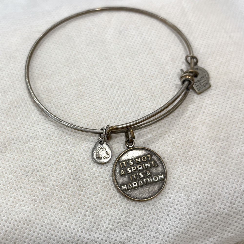 Vintage Alex & Ani sterling silver Sprint Marathon charm bracelet